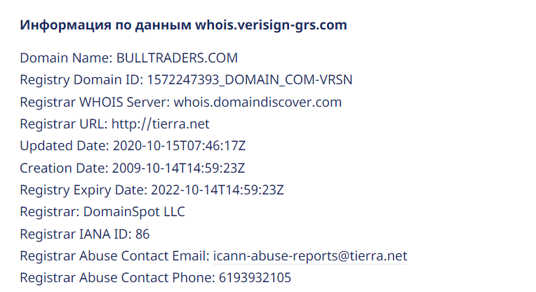 Вся информация о компании Bulltraders 