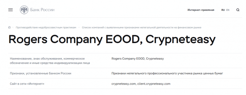 Вся информация о компании Crypneteasy 