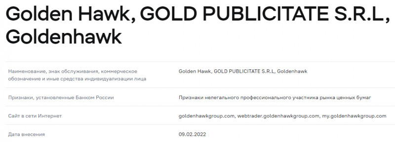 Full review of the broker Golden Hawk